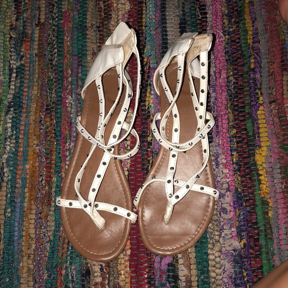 White studded sandals